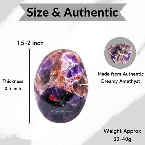 Image of Dreamy Amethyst Crystals and Healing Stones - Large Palm Stone Crystals Piedra - Crystal for Good Luck, Positive Energy, Meditation - Unique Stocking Stuffers and Birthday Gifts for Women, Men