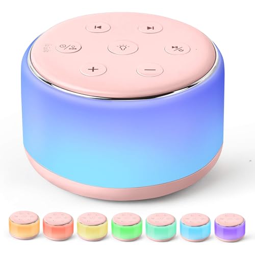 Image of FamiSym Portable Sound Machine for Babies Kids Sleeping – Rechargeable, 7 Colors Night Light, 34 Soothing Sounds, Baby Sleep Soother, Lullaby White Noise Machine, Shush, Baby Shower, Registry Gift