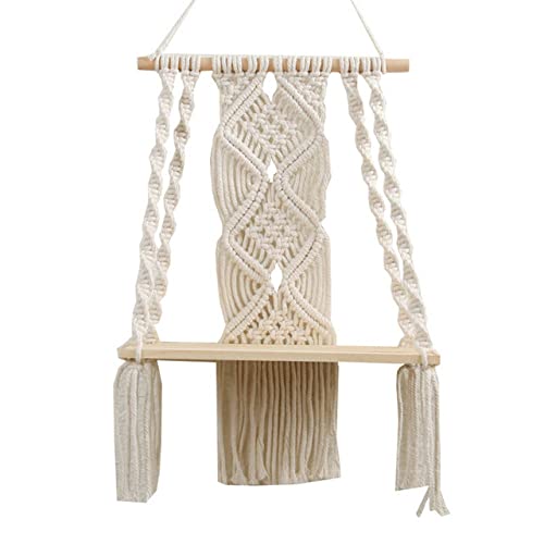 Pendentif macramé tissé à la main LIJUCAI étagère murale bohème en tapisserie 30x50cm