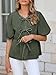 Tankaneo Womens Denim Tie Front Tops Babydoll Peplum Puff Sleeve Jean Shirts Crew Neck Summer Casual Bow Blouses