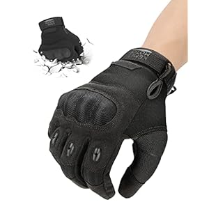 ISSYZONE Taktische Handschuhe, Motorradhandschuhe Herren, Militär Einsatzhandschuhe mit Kohlefaser Knöchelprotektor und Touchscreen, Atmungsaktiv, Vollfinger, für Bushcraft, Motorrad Jagd und Security