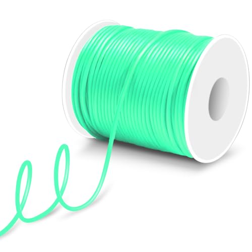 164ft 2mm Barber Cords for Knitting Hollow Pipe Rubber String Stitch Holder for Knitting Cords Pony Bead Lacing Silicone String Bracelet Necklace Jewelry Making 1mm Hole Rubber Tube 1 Roll