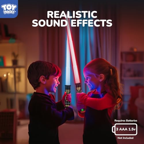 Image of TOY Life Light Up Saber - 4 Pack Lightup Saber, Telescopic Extendable & Collapsable, LED Light Sword Set with Motion Sensitive FX Sound, Light Up Sword for Kids Adults