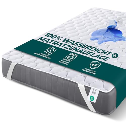 Utopia Bedding Wasserdichter Gesteppte Matratzenauflage 160 x 200 cm, Weicher Mikrofaser-Matratzenbezug, Gesteppter Matratzenschoner 160x200 Topper Mit elastischen Bändern, 4 Eckgummis