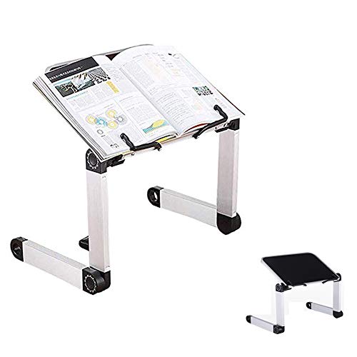 Atril para Libros -Altura y ángulo Ajustable Soporte para Libro, Atril de Lectura con Brazos de Aluminio y Clips de Carpeta, Soporte Libros para Big Heavy HardCover, Receta y portátil iPad