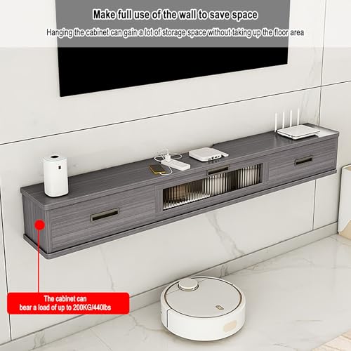 Mobile TV sospeso a Parete con cassetti portaoggetti - Console multimediale salvaspazio per Soggiorno e Camera da Letto, Elegante Centro di intrattenimento Domestico, Design Moderno
