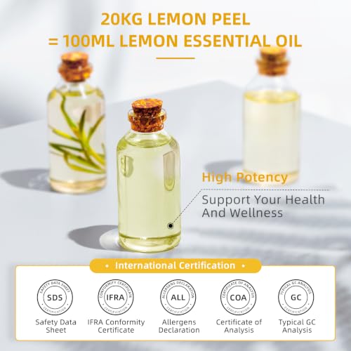Image of HIQILI Lemon Essential Oil for Cleaning, Degreasing & Household Use, Skin Care, Aromatherapy, Diffuser - 16 Fl Oz