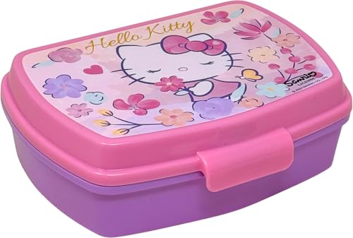 Boîte à lunch pour filles Hello Kitty - Tupperware pour repas et collations (17x14 cm) - Boîte à sandwich sans BPA avec fermeture facile - Idéal pour...