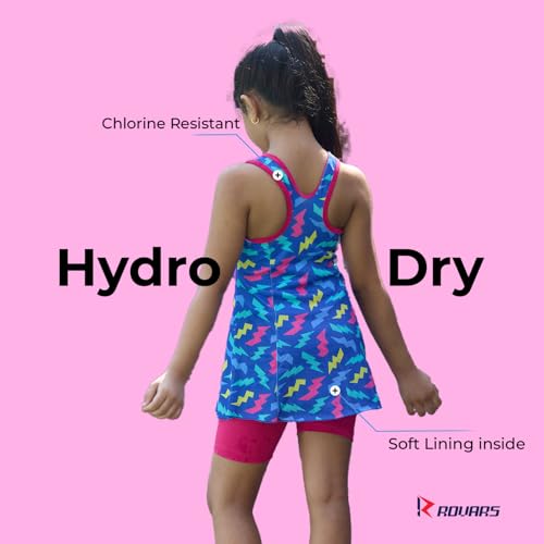 Image of ROVARS Racerback Swimdress with Boyleg Swimming Costume for Girls