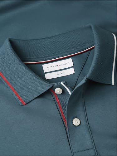 Image of Tommy Hilfiger Men's Short Sleeve Casual Polo Shirts in Slim Fit with Liquid Cotton and Cuff Designs