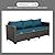 Rattaner Outdoor Furniture Wicker Outdoor Couch Patio Furniture 3-seat Sofa Deep Seat Hight Backrest Waterproof Cover Anti-Slip Cushions, Peacock Blue