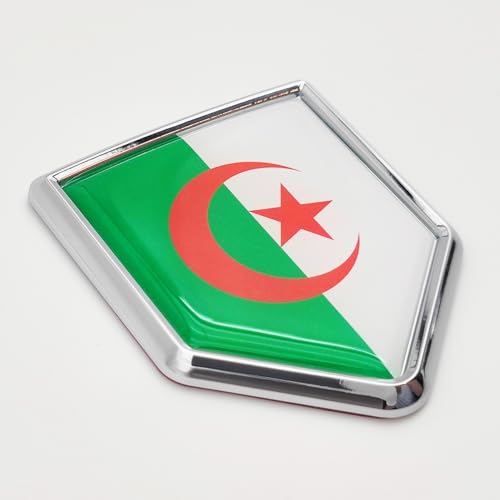 2 Calcomanías de bandera de Argelia Overdecor con emblema cromado para parachoques de coche