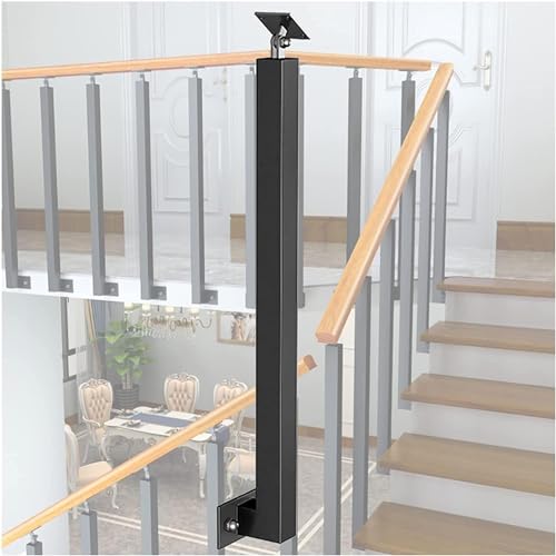 Poteau de garde-corps carré noir 75 cm pour rampe d'escalier