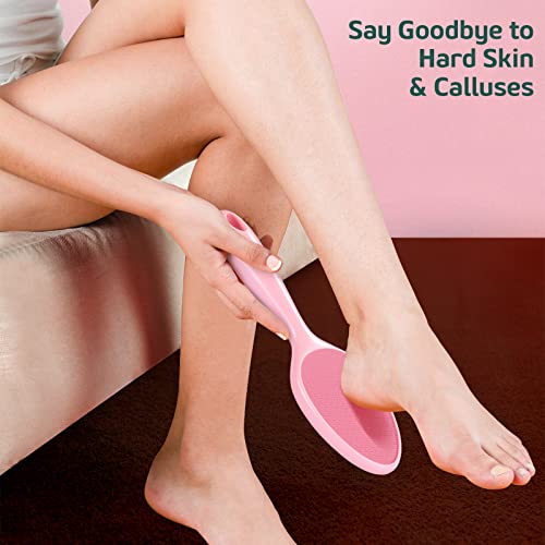 Sunivaca Glass Callus Remover For Feet - Foot File 2-Sided Coarse & Fine Foot Scrubber Dead Skin Remover & Heel Scraper For Cracked Heels, Glass Pumice Stone Pedicure Tools For Use In Shower - Pink #TOP3