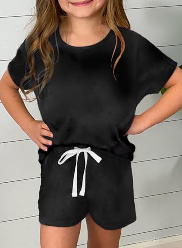 Image of Dokotoo Girl's Summer Cute T-Shirt and Shorts Set with Side Pockets