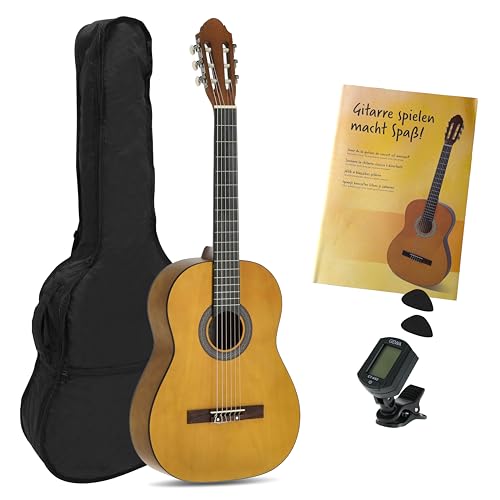 Juan Miguel Navarrez guitarra de concierto - guitarra clásica - 4/4 honey - color natural - set de iniciación - incl. funda, púas, libro, afinador