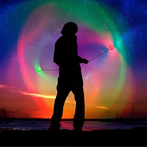 Anyingkai LED Poi Bälle,Led Glow Poi Kugeln,2 PCS Led Glow Poi Balls,Jonglierbälle Leuchtend,Poi Kinder Set,POI Jonglierbälle,Poi Bälle Kinder,POI Spielzeug,Leucht Pois