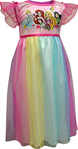 AME Sleepwear Girls Disney Princesses Rainbow Overlay Toddler Nightgown (2T)