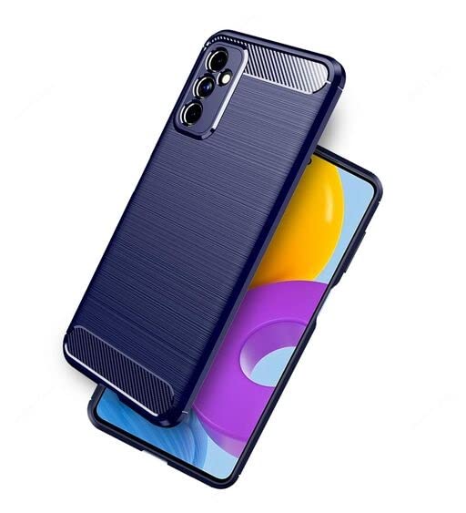 Image of NPRC Hybrid Ultra Slim Protective Case TPU Non-Slip Carbon Fiber Texture Shockproof Case Cover for Samsung Galaxy M52 5g - Blue