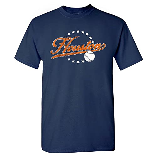 Houston Vintage Baseball H-Town Mens Fan T-Shirt (Navy Shirt 5XL)
