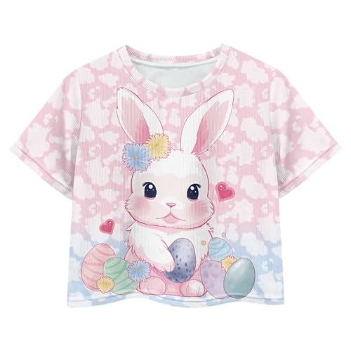 Image of Kids Crop Top Short Sleeve T-Shirts for Girls Size 5-14