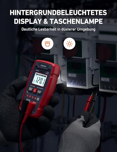 AstroAI Multimeter voltmeter 4000 Counts, Smart Messmodus, Digital Voltmeter mit automatischer Bereichswahl, Schnelle präzise Messung von Gleichspannung, Wechselspannung, Widerstand, Durchgang, NCV