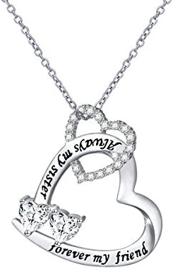 Sterling Silver Sisters Necklace Always My Sister Forever My Friend Heart Pendant Necklace Or Bracelet Or Ring Gift For Sister