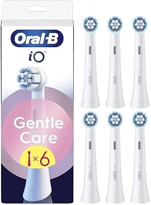 Oral-B Series iO Gentle Care Cabezales De Recambio Originales, Pack de 6 Recambios Blancos Para Cepillos De Dientes Eléctricos Oral-B iO, Cepillado Suave, Apto Para Encías Sensibles