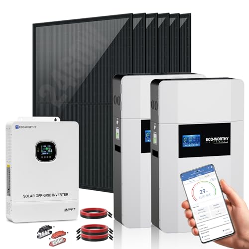 ECO-WORTHY 10000W Output Off Grid Solar System Complete Kit: 6PCS 410W Solar Panel (2460W) +1PC 10KW 120V/240V Output Split Phase Inverter + 2PC 51.2V 100Ah Wall-Mount Indoor LiFePO4 Lithium Battery