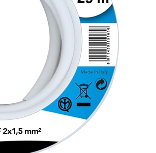 Electraline 20607038J, Kabel H05VV-F Abschnitt 2x1,5 mm², Länge 25 m, Weiß