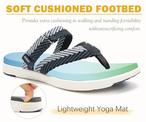 Image of COFACE Womens Trendy Orthotic Flip Flops Lightweight Yoga Mat Thick Cushion Walking Thong Sandals Adjustable Slip On Slippers With Comfortable Plantar Fasciitis Arch Support