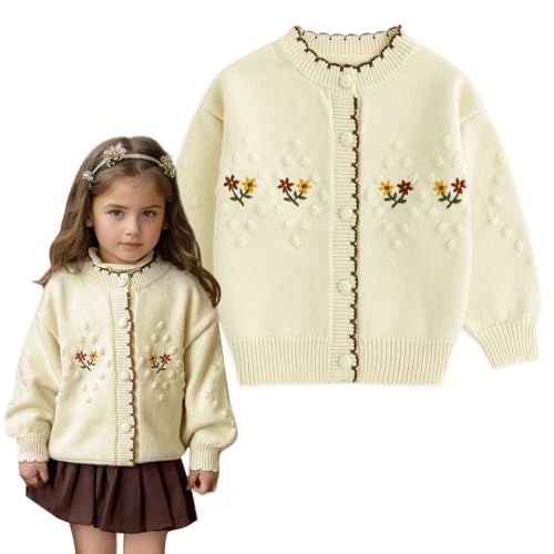 Image of Simplee kids Baby Sweater Toddler Girls Cardigan Sweater Embroidered Strawberry Knit Sweater