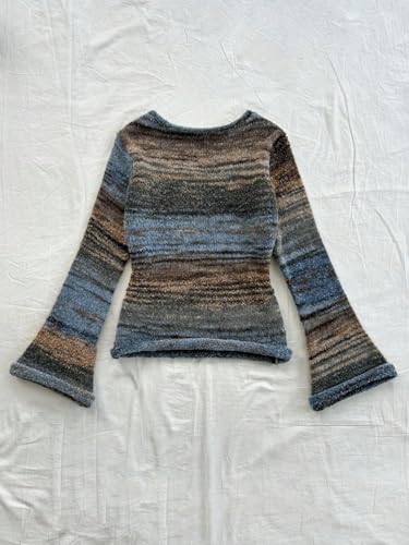 warm sweaters for women Long Sleeve Stripe Sleeve Knit Warm Blouse For3