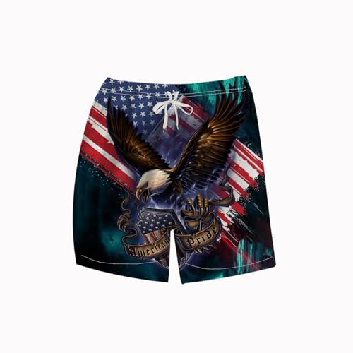 LAOLIUSN Men's Bald Eagle Board Shorts Animal Graphic Beach Shorts