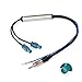 Produktbild Eightwood AM/FM DAB Antenne Fakra Adapter DIN Stecker auf Dual Fakra Z Stecker DAB Splitter mit Amplifier Power Kabel 30cm für Ham Radio Blaupunkt Pioneer Clarion Kenwood Alpine MEHRWEG