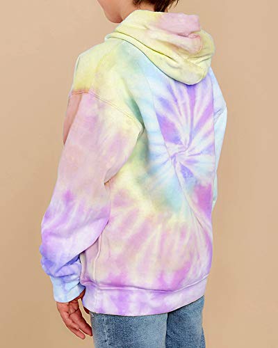 Image of GAMISOTE Unisex Kids Tie Dye Sweatshirt Boys Girls Hooded Kangaroo Pocket Pullover Hoodies