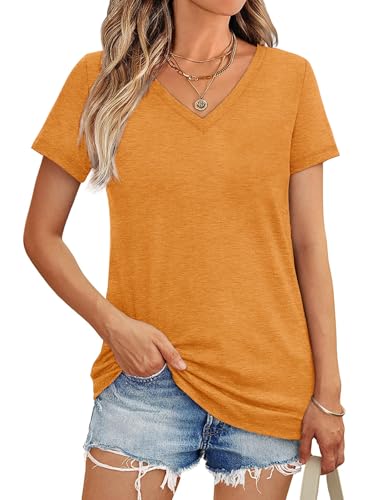 3/10 Pack V Neck T Shirts for Women Short Sleeve Tshirts Summer Casual Tops Loose Fit Basic Tees4