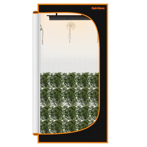 HydroHaven 4x4 Grow Tent Kit (48'x48'x80') - Heavy-Duty 600D Diamond Mylar Lining, 98% Reflective, Viewing Window & Waterproof Floor Tray for Hydroponics Indoor Growing