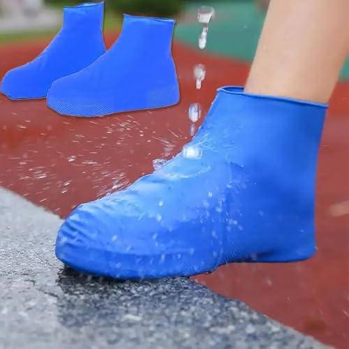 Waterproof Shoe Covers, Elastic and Reusable Shoe Protector for Rain and Wet Weather, Universal Size Fits Shoes Size 41-47, Blue