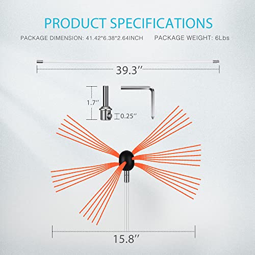 Vivohome 33 Ft Chimney Sweep Cleaning Brush Tool Kit Rotary With 10 Reinforced Nylon Flexible Rods Snap Locking 45 Degree Angle Driven By Drill For Fireplace Flue Home Use #TOP6