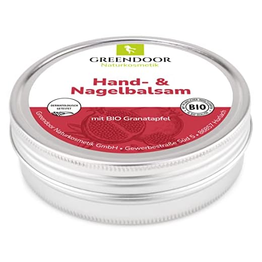 Greendoor handbalsam för mycket torr hud med BIO granatäpple, naturlig kosmetika utan konserveringsmedel, hand balsam utan mineralolja utan parabener, 4 gånger mer motståndskraftig som handkräm, nagelbalsam