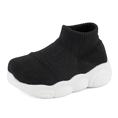 Cheerful Mario 1-4 jaar loopschoenen baby jongens meisjes kruipschoenen pantoffels sokkenschoenen voor peuters, zwart, 21/22 EU