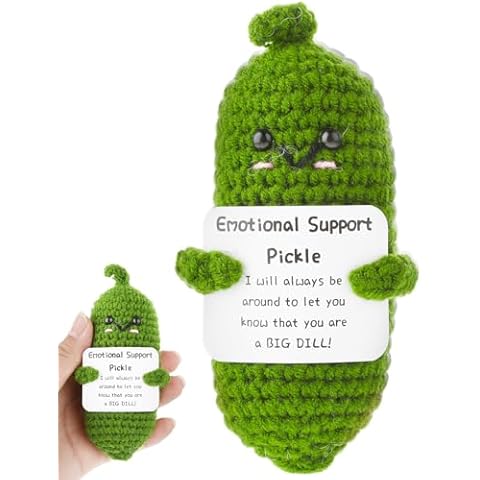 Emotional Support Pickles, Handmade Mini Funny Emotional Support Pickled Cucumber Gift Cute Handwoven Ornaments Emotional Support Crochet Pickled Cucumber Knitting Doll for Christmas Ornament Gift Cover