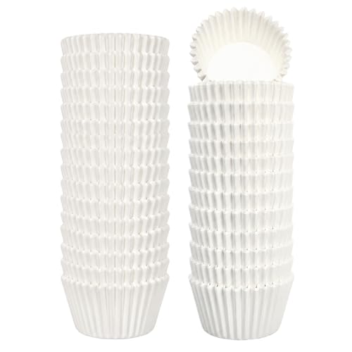 Prefer Green Non-stick 500 Count White Mini Cupcake Liners for Baking, Food-grade Cupcake Wrapper, Greaseproof Parchment Muffin Liners,Baking Cups for Cupcakes, Muffins, Nuts