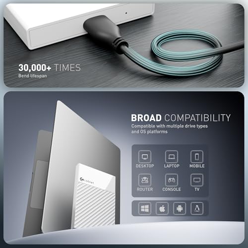 Image of Cablet 2.5 Inch SATA USB 3.0 HDD /SSD Portable External Enclosure for 7mm and 9.5mm, Tool-Free Design, Supports UASP Max 6TB (HD2577-U3-WH)