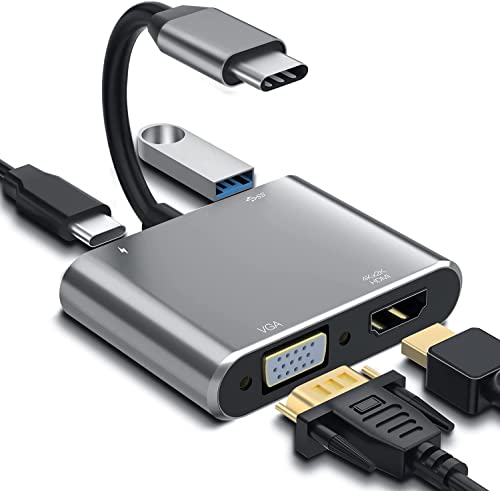 Image of Tobo USB C Hub with Type C 4 in 1 USB Hub, Dual Screen Display, 4K HDMI /HDTV, VGA Adapter and USB 3.0 Charging - TD-273TC