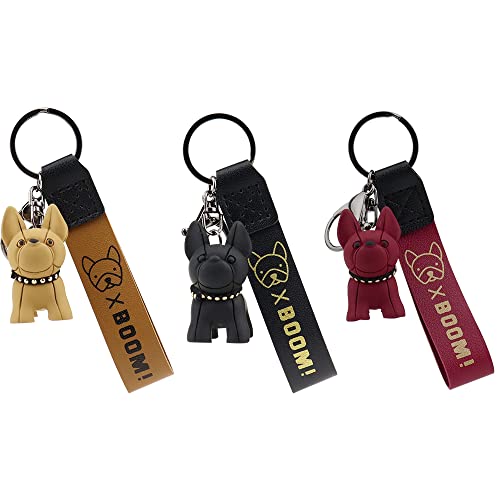 SRunDe 3 Pieza Llavero Bulldog Francés de Moda Llavero de Silicona Llaveros Creativos Kawaii...