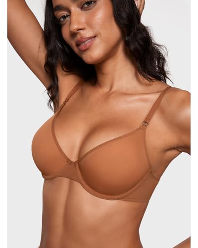 Image of INLYRIC Women's Cosnufy Sheer Balconette Bra Demi Unlined Plunge Mesh See Through Sexy Bras Underwire