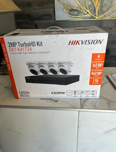 Hikvision EKT-K41T24 4CH 2MP DVR Kit / 4 X 2MP Outdoor IR Turret Cameras / 1 TB HDD