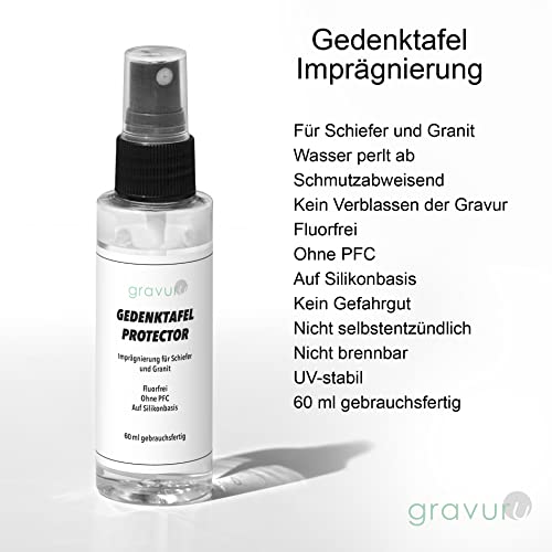 CHRISCK design Schiefer Gedenktafel Grabplatte mit hochwertiger Gravur - Nur bei Uns: Wetterfester Gravurschutz - Grabstein Urnengrab Grabschmuck selbst gestalten - Andenken an geliebten Mensch